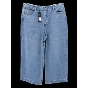 Fashion Nova In Your Dreams Cut Off Waistband Baggy Jeans Medium Wash 18 Plus